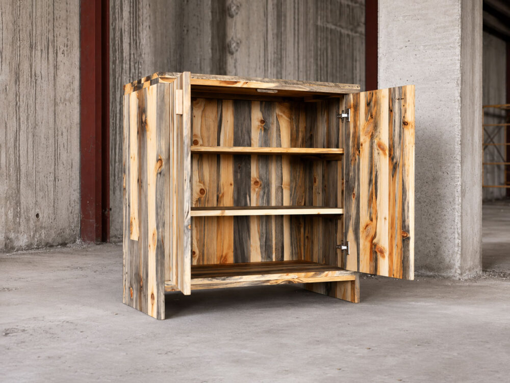 Colección Travertino en madera maciza recuperada de Pino silvestre azulado