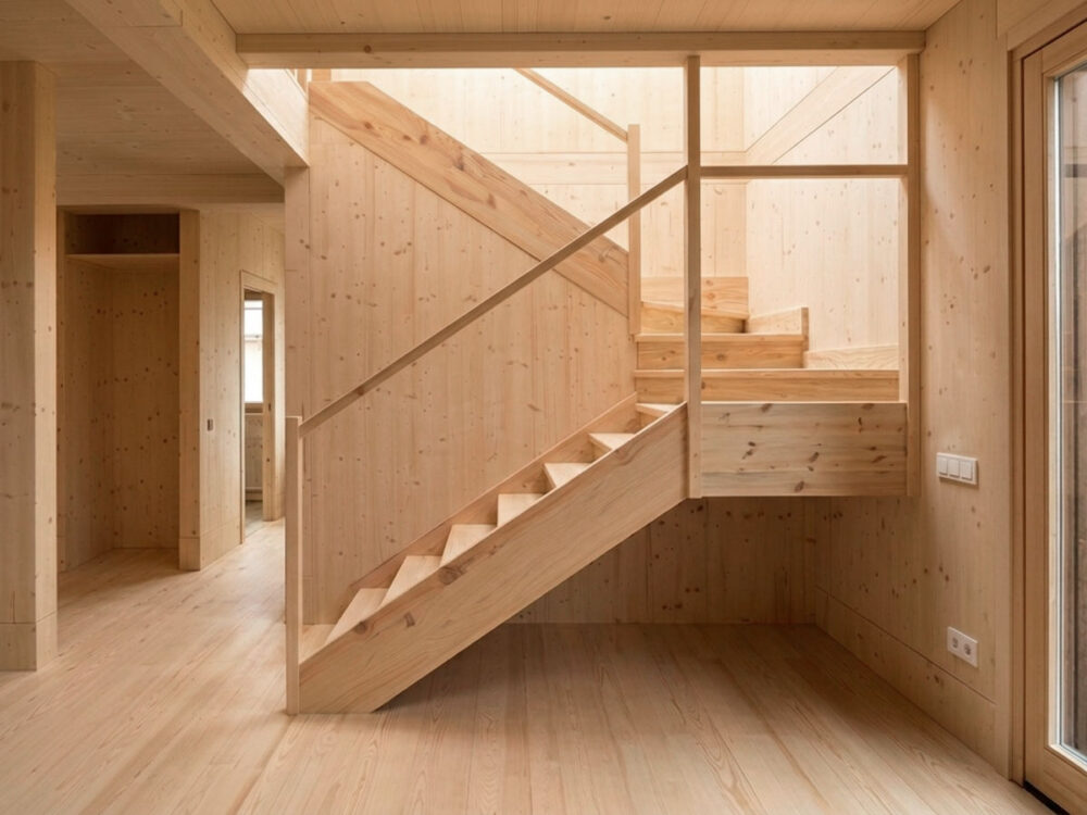 escalera de madera maciza