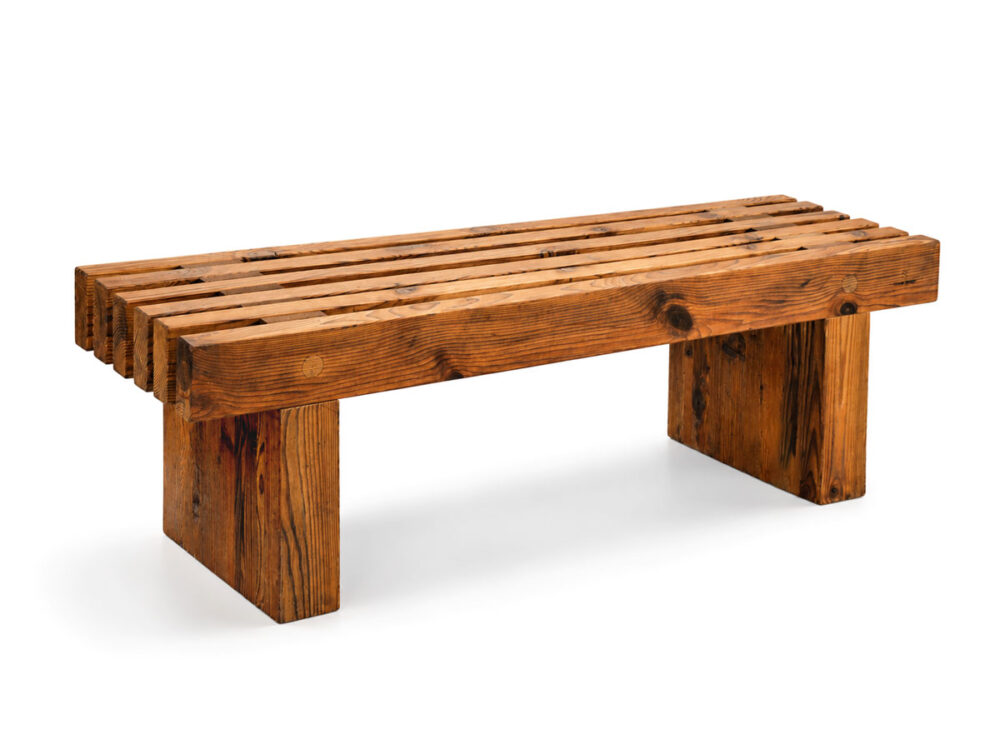 Banco de madera maciza termotratada para exterior