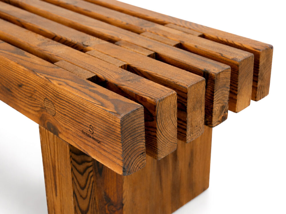 Banco de madera maciza termotratada para exterior